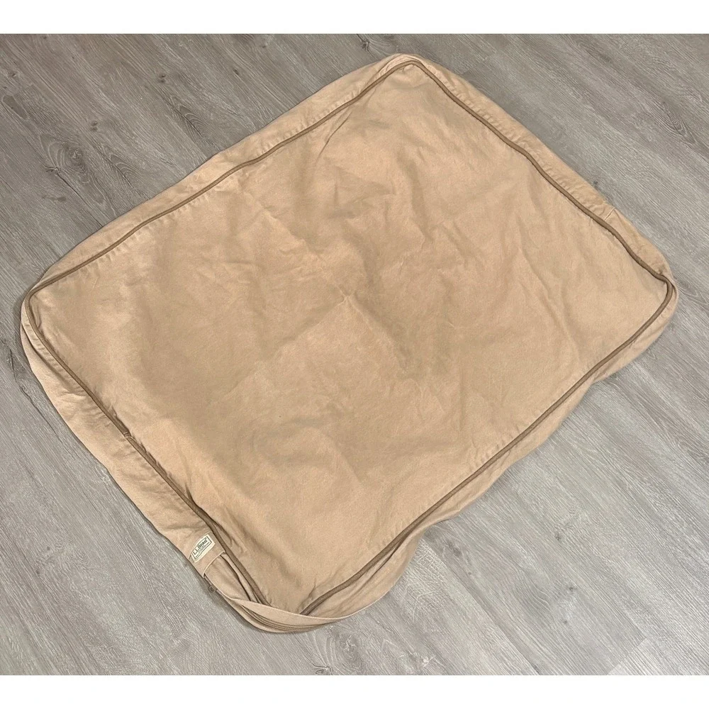 LL Bean Premium Dog Bed Replacement Cover Khaki Tan Denim Medium 28x36